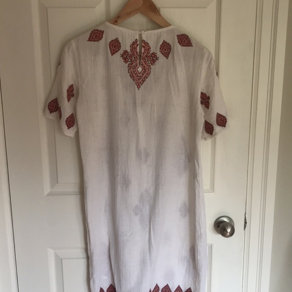 Michael Kors cotton mini dress/tunic white with orange embroidery. - Picture 3 of 7